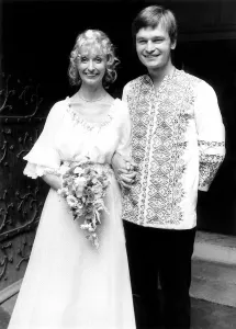 Bouquet Prints: Nyree Dawn Porter Wedding August 1975 to actor Robin Halstead in Southg Kensington