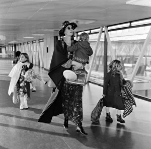 00928 Prints: Off on a weeks holiday to Rome is Vanessa Redgrave with children Natasha, 7, Joely