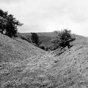 Offas Dyke is a large linear earthwork that roughly follows the current border