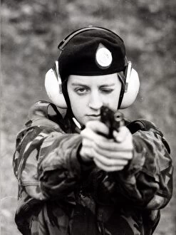 Images Dated 13th January 1981: Officer Cadet Peta Dancer gets the target in her sight A©Mirrorpix. com