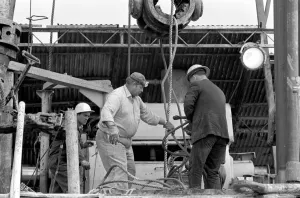 Drilling Prints: Oil well drilling for oil in Ireland. Tough Gordon Bennett (on left