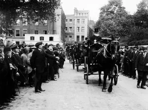 The Old Cab Drivers Association seen here driving cabs around Lincoln Inns Fields to show