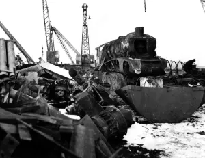 Some old engines waiting to be broken up at a breakers yard at North Blyth on 5th January