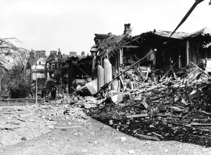 An old folks home in Hull lies in ruins after being bombed during a WW2 air raid 1941
