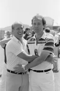 World Cup Prints: Old friends and adversaries, Bobby Charlton & Franz Beckenbauer pictured together