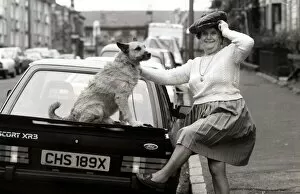 00151 Collection: Old lady with her dog on a car circa 1990