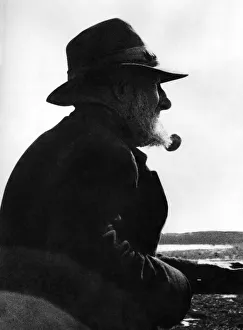 00050 Prints: An old Portleven fisherman enjoys his pipe and his memories of the record catches of