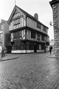 01017 Prints: Old timber buildings in Coventry. The Golden Cross pub in Coventry, West Midlands