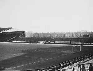 Old Trafford manchester United football ground: A view of the blitzed main stand seen