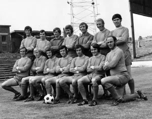 00249 Prints: Oldham F. C. 1971 First Team pose for a group photograph: Back Row L to R