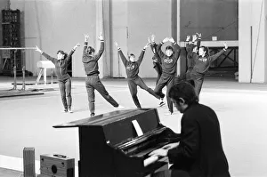 00387 Prints: Olga Korbut and other members of the Soviet Union Gymnastics Display Team rehearsing