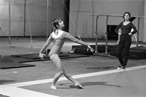 00386 Prints: Olga Korbut, Olympic Gymnast, training with Soviet Union Gymnastics Team, at Earls Court