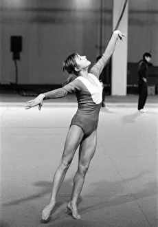 00386 Prints: Olga Korbut, Olympic Gymnast, training with Soviet Union Gymnastics Team, at Earls Court
