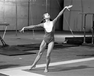 00386 Prints: Olga Korbut, Olympic Gymnast, training with Soviet Union Gymnastics Team, at Earls Court