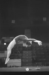 Olga Korbut training ahead of the Daily Mirror Sponsored Gymnastics World Cup