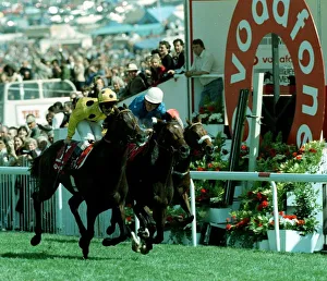 Jockey Prints: Olivier Peslier Jockey on High Rise Racehorse wins the Derby by a head from John Reed