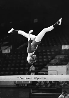 Olympic champion gymnast Nadia Comaneci from Romania training at Wembley Empire Pool