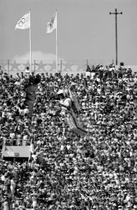 Olympicgames0905 Prints: Olympic Games 1984 Los Angeles USA The Opening Ceremony - man arrives in