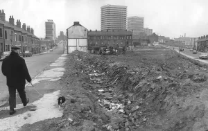 One of the open spaces that has appeared in the Hillfields area of Coventry where houses