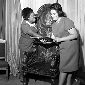 Opera singer Joan Sutherland and new opera singer Martina Arroya pictured at Joan