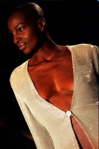 Cardigan Prints: One of the outfits modelled in October 1997 at the best of British fashion show attended