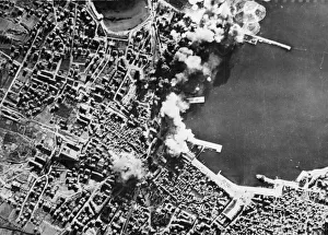 Usaaf Prints: An outstanding job of precision bombing on a difficult target is shown in this picture of
