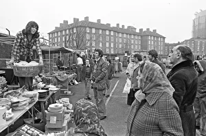 01237 Prints: The Oval Sunday Market Circa May 1970 China and kitchenware stall