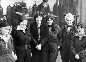 Overalls are the latest fashion for (left to right) Michelle Leach, Joanne Grainger