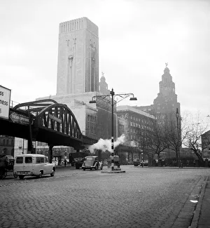 Core10 Prints: The Overhead Railway Bridge in Liverpool 1955 Warner 1955-2000-3