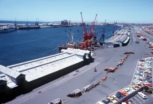 00134 Prints: Overlooking harbour and docks in Freemantle Western Australia