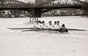 00187 Prints: Oxford v Cambridge Boat Race 1987 Rowing competition water sport