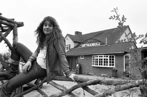 Jeans Prints: Ozzy Osbourne singer with the Heavy Metal band Black Sabbath seen here at home in his