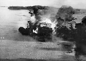 Smoke Prints: Paddle steamers, camouflaged with cut vegetation in an attempt to merge them with