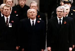 01242 Prints: Paddy Ashdown with John Major and Neil Kinnock at the Cenotaph in London on Remembrance