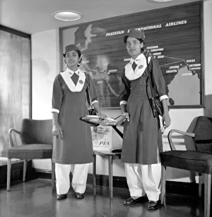 Pakistani Air Hostesses seen here at Pakistani Airways House in London