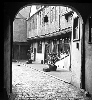Tudor Prints: The Palace Yard courtyard in Priory Row Coventry circa 1936 The yard dates from the 16th