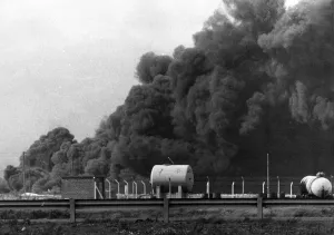 Smoke Prints: Palls of smoke spread over Redcar and as far as Skelton when a fire started near
