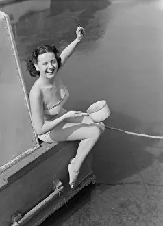 Holidaymaker Prints: Pamela O Neill of Putney won an American Sweater Girl'contest