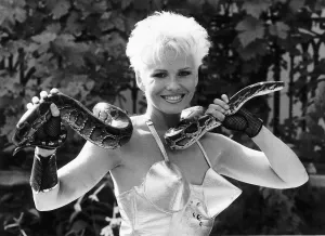 Reptiles Prints: Pamela Stephenson a presenter of a new TV show called Naughty Nurse Without Panties Down