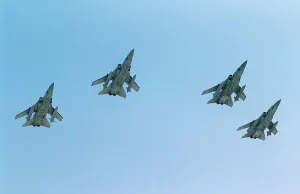 Formation Prints: Panavia Tornado F3 planes of RAF 5 Squadron fly over their air base in formation in