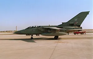 A Panavia Tornado F3 of the RAF Nov 1990 after arrival in Saudi Arabia to join