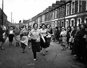 Frying Pan Prints: Pancake Day in Cardiff A pancake race organised by the St Agnes Women Fellowship