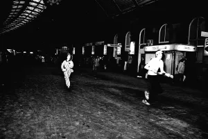 00446 Prints: A pancake race at Newcastle Central Station on 15th February 1983