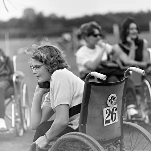 Paralympic Athletes training at Stoke Mandeville, watched by patients