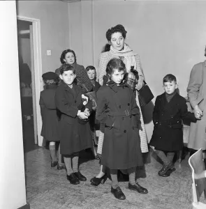 Primary School Prints: Parents drop off their children at the start of the school day at South Mead School
