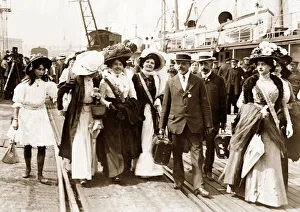 1909 Prints: Paris fashion models seen here arriving off the ferry at Folkestone for a London fashion