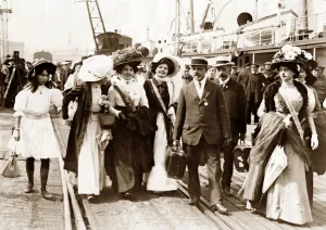 Ferry Prints: Paris fashion models seen here arriving off the ferry at Folkestone for a London fashion