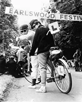 Banner Prints: Party goers at the Earlswood Wood Jazz Festival Fulford Hall Birmingham