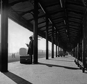 Shadows Prints: Passenger waiting on platform 4 of Cambridge Station Cambridge 15th June 1964