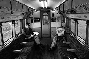 Underground Prints: Passengers on the Central Line train between Epping and Ongar March 1980